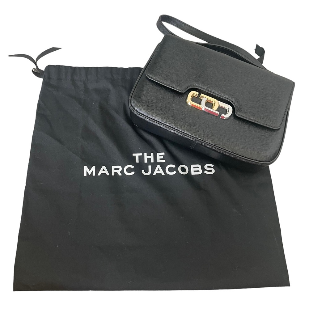 Marc Jacobs Black Leather Shoulder Bag with Gold-Tone Hardware